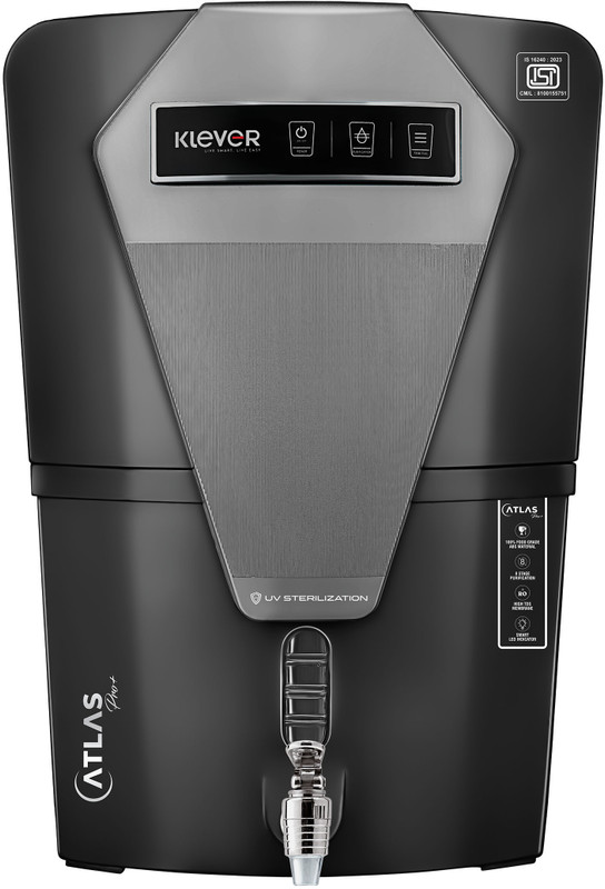 Klever ATLAS PRO+ 12 L RO + UV + UF + TDS + ALK + Copper Water Purifier(Black)