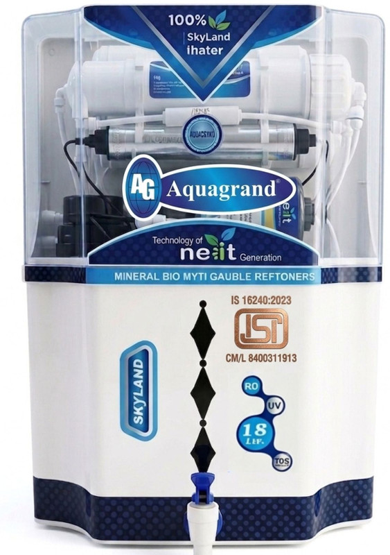 Aquagrand Skyland 1 Year Warranty| Multi Stage purification Technology | 18 L RO + UV + UF + TDS Water Purifier(White)