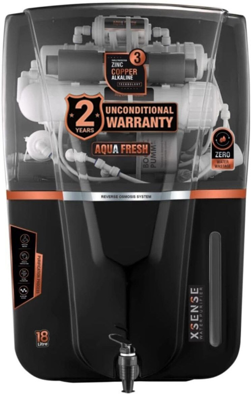 Aqua Fresh Smoke Audi | Needs no service for 2 years | Unconditional Warranty 18 L RO + UV + CU Guard + Alkaline Enhancer + Mineral Water Purifier(White)