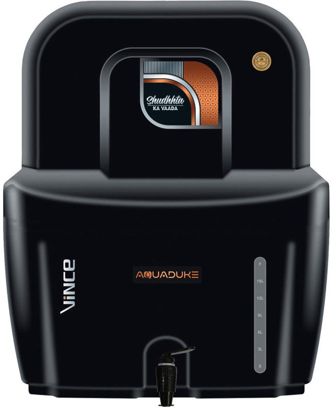 Aquaduke UV water purifier with Active Copper and 7 Stage Filtration,TDS below 250 12 L UV + UF Water Purifier(Black,Munciple corporation water having No TDS Reduction, No wastage and No RO)