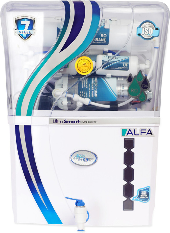 Aqua Flow Enterprises ALFA Ultra Smart (MIneral) 12 L RO + UV + UF + TDS Control + UV in Tank Water Purifier(Blue Transparent)