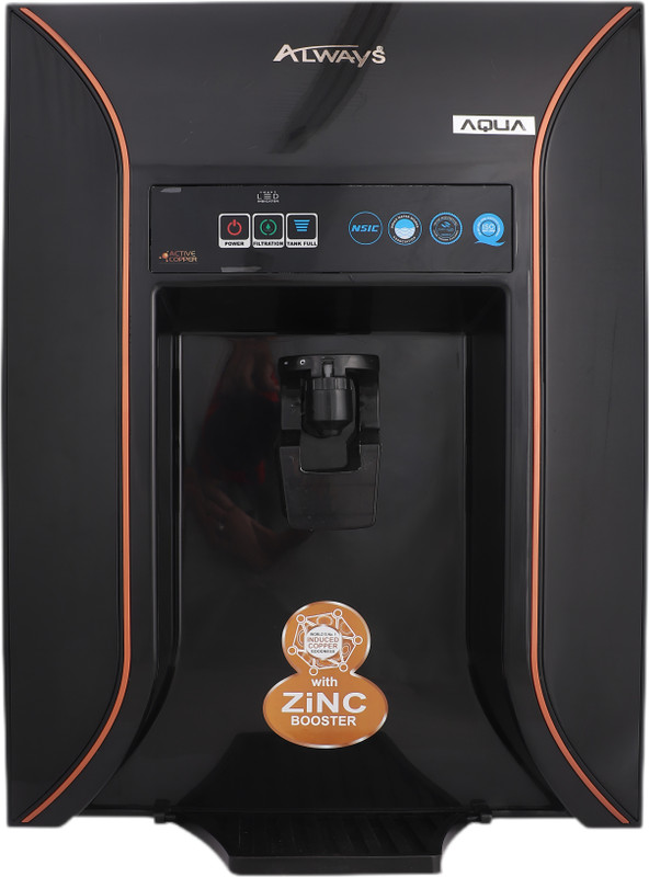 Always Aqua 12 L RO + UV + UF + TDS + Acitive Copper & Zinc Booster Water Purifier 12 L RO + UV + UF + TDS + ALK + Copper Water Purifier(Black)