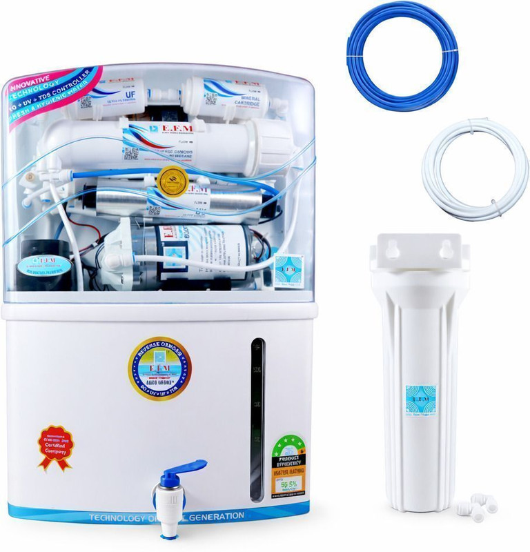E.F.M Xaqua Guardian Rival 12 L RO + UF + UV + UV_LED + TDS Control Water Purifier(White)