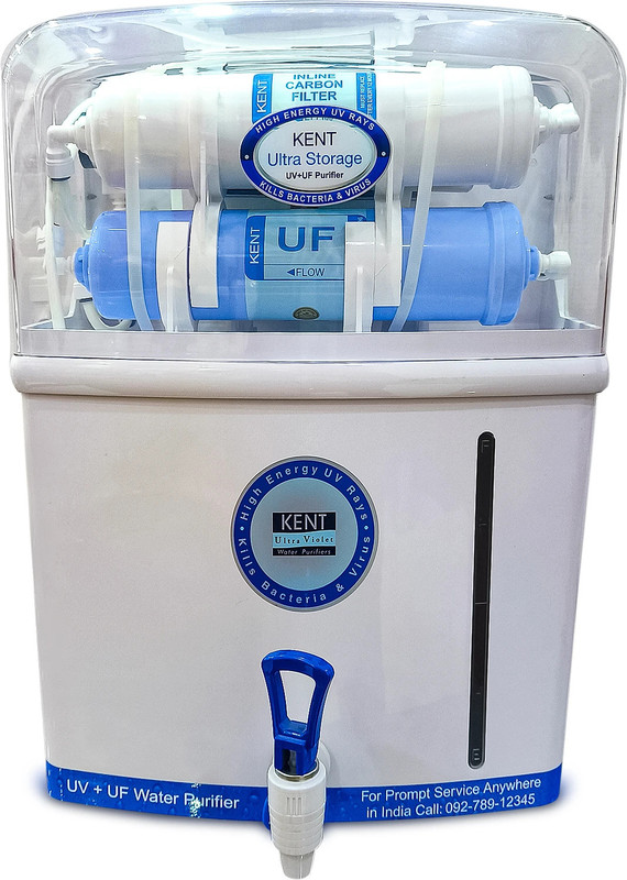 KENT ULTRA STORAGE 8 L UV + UF Water Purifier Suitable for Tap | Municipal water(White)