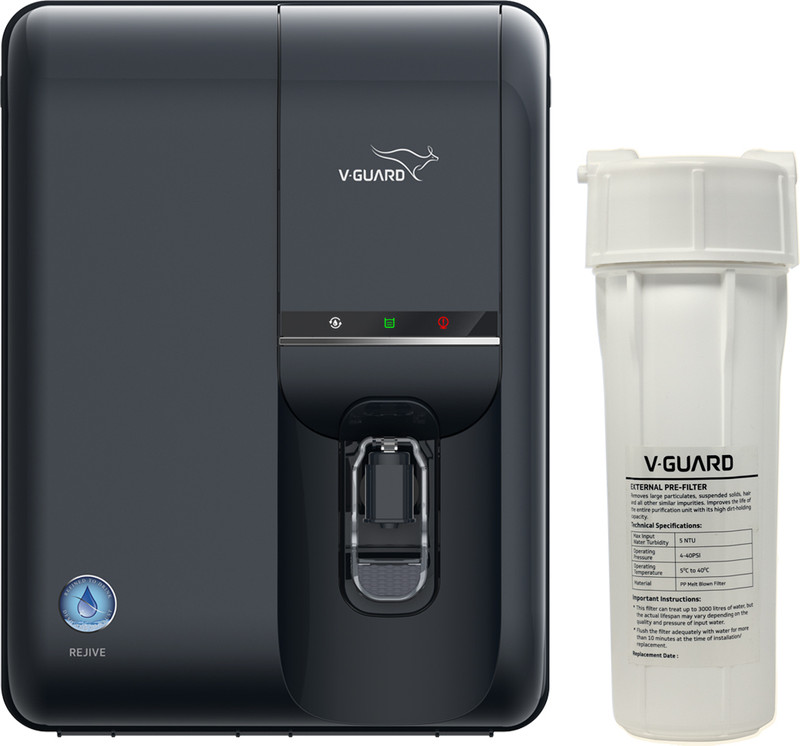 V-Guard Rejive RO+UV+MIN+Cu with Stainless Steel Storage Tank 5 L RO + UV + MIN + Cu + SS Water Purifier Copper, with Stainless Steel Storage Tank(Blue Black)