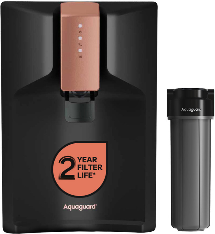 Aquaguard Enrich Glory 6 L RO + UV + UF Water Purifier | 2 Year Filter Life | With Mega Sediment Filter | Active Copper Technology | 10 Stage Purification | >40% Water Recovery | Suitable for all Water Sources(Black)