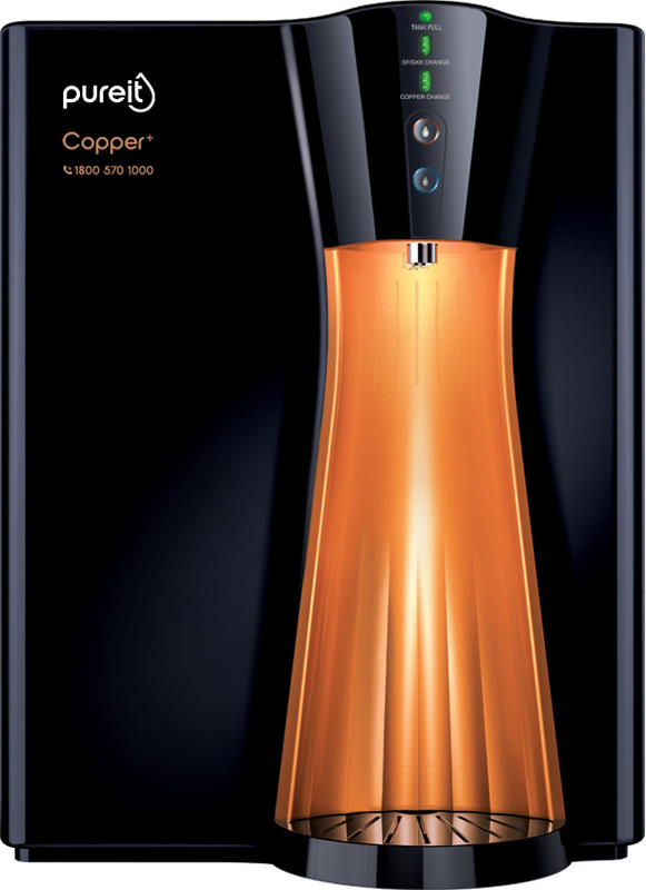 Pureit Copper 8 L RO + UV + MF + Minerals + Copper Water Purifier | Suitable for Borewell, Tanker & Municipal Water | Table Top | Wall Mountable(Black, Copper)