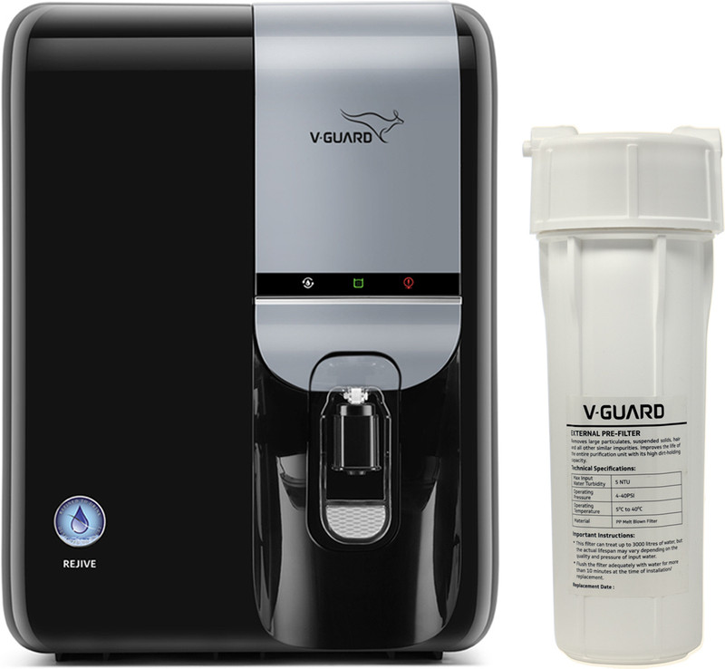 V-Guard Rejive 6.5 L RO + UF + Minerals + Alkaline Water Purifier(Blue Black)
