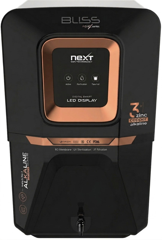 Aquagrand BLISS Model With SMART LED Display,Copper Filter 12 L RO + UV + UF + Copper + TDS Control Water Purifier(Black)