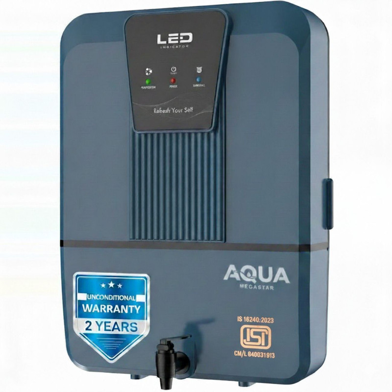 AQUAMEGASTAR OLIX Water Purifier Needs no service for 2 years 8 L RO + UV + UF + TDS + Alkaline Water Purifier(Blue)