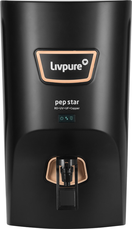 LIVPURE LIV-PEP-STAR-COPPER 7 L RO + UV + UF + Minerals + Copper Water Purifier(Black)
