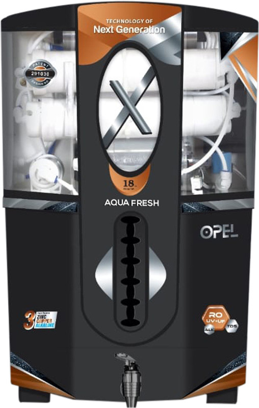 Aqua Fresh Panther Opel Copper India 1st BIS (IS 16240 :2023) CM/L8100159306 18 L RO + UV + UF + Copper Guard + pH enhancer Water Purifier(Black copper)