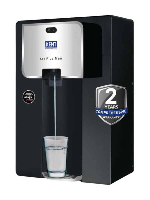 KENT ACE Plus Neo Zero Service Cost For 2 Years 8 L RO + UV + UF + Copper + Alkaline + TDS Control Water Purifier 8L 20LP/Hr Ideal For Borewell/Tanker/Municipal Water(Matt Black)