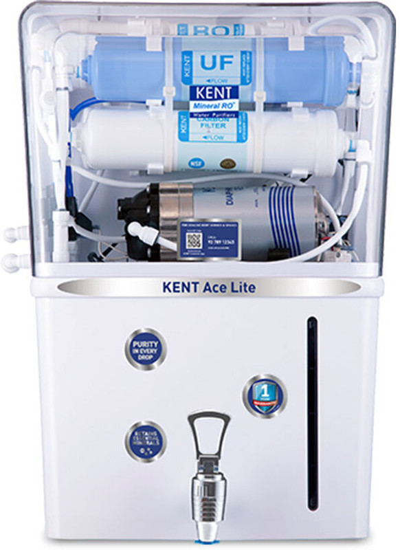 KENT Ace Lite 8 L RO + UF + TDS Water Purifier Suitable for all - Borewell, Tanker, Municipality Water(White)