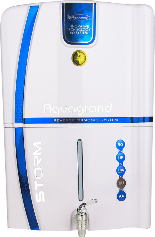 Aquagrand Storm Model Full Covered Advanced Technolog (Copper 12 L RO + UF + TDS + ALK Water Purifier(White)