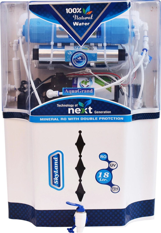 Aquagrand Opel Alkaline + 18 L RO + UV + UF + TDS Water Purifier(Multicolor)