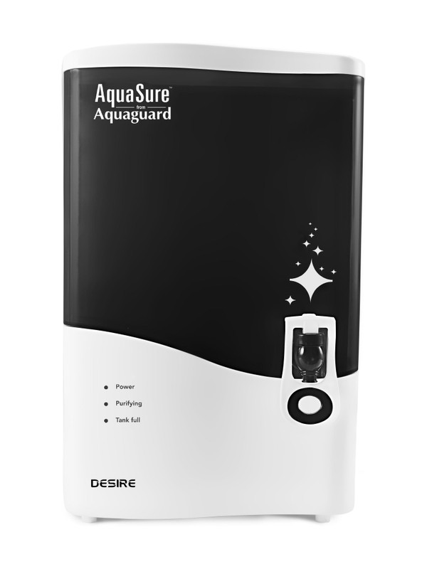 Eureka Forbes Aquasure from Aquaguard Desire 7 L RO + Minerals Water Purifier Suitable for all - Borewell, Tanker, Municipality Water(White, Black)