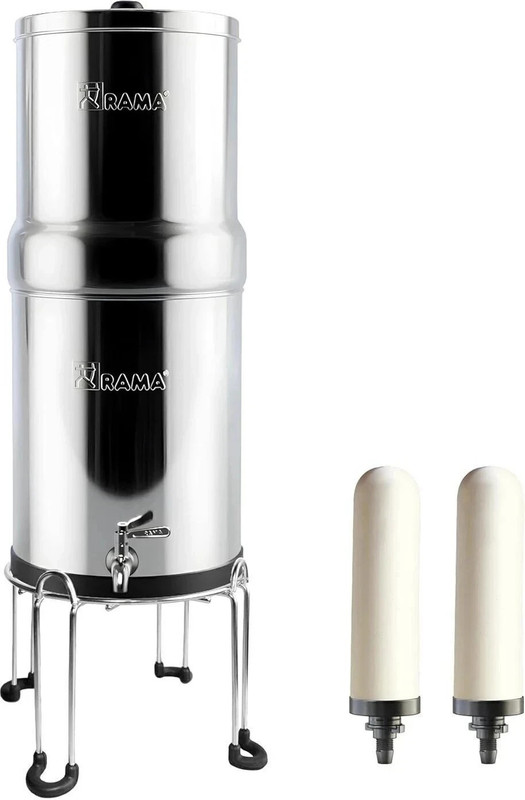 Rama Stainless Steel Non Electric Filter | 12L Storage, 2 Spirit Candles & Stand | 24 L Gravity Based Water Purifier(Silver)