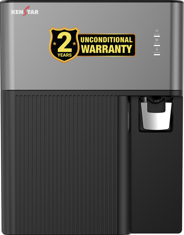 Kenstar Black Pureza. 8 L RO + UF + UV + Copper + Alkaline + Mineralizer Water Purifier Needs no service for 2 years(Black)