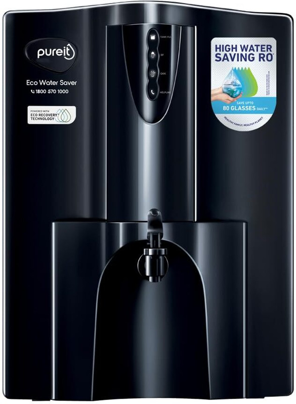 Pureit Eco Water Saver 10 L RO + UV + MF Water Purifier | 7-Stage Purification | Up to 60% Water Savings | Suitable for Borewell, Tanker & Municipal Supply |�(Black)