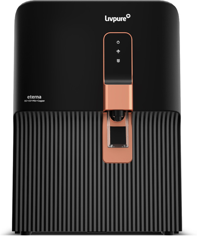 LIVPURE Eterna 7 L RO + UV + Copper Water Purifier |2 Years Free Service (Filters Included) | 8 Stage Water Purifier | Suitable for Borewell/Tanker/Municipal Water|(Black)