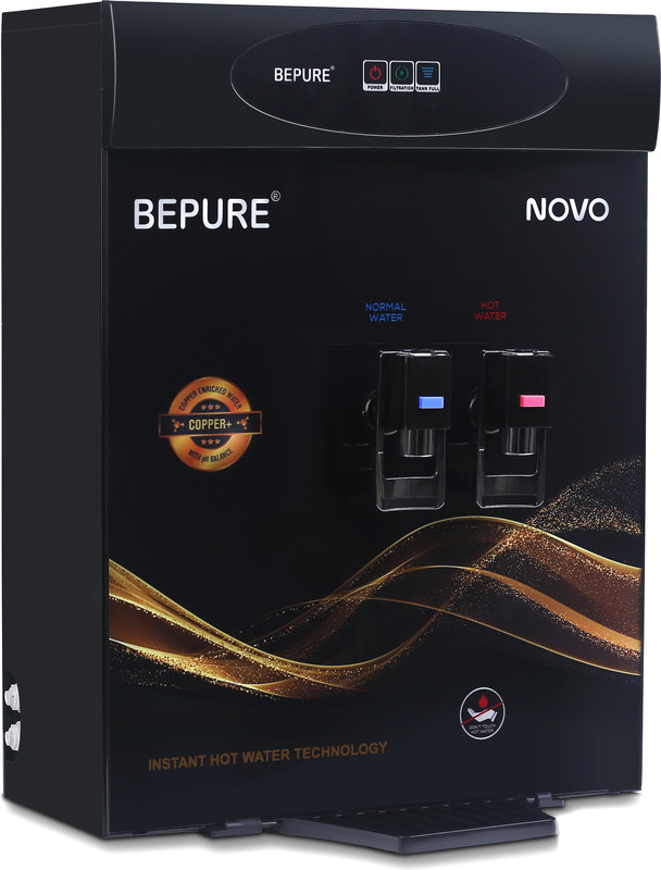 BePURE Novo Copper+Alkaline Hot and Normal 9 L RO + UV + UF + Copper + TDS Control Water Purifier(Black)