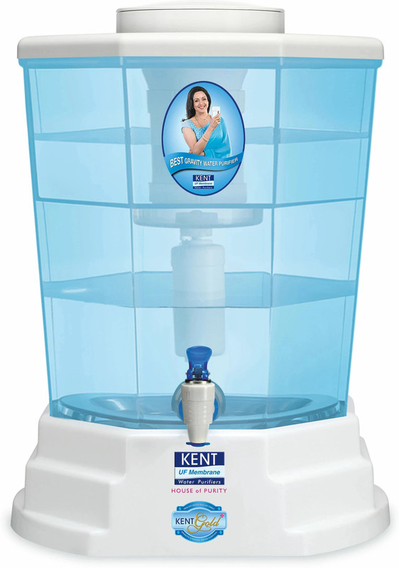 KENT Gold Optima 10 L Gravity Based + UF Water Purifier Water Purifier | UF Technology Based | Non-Electric & Chemical Free | Counter Top | 5L Top + 5L Bottom Storage |(White)