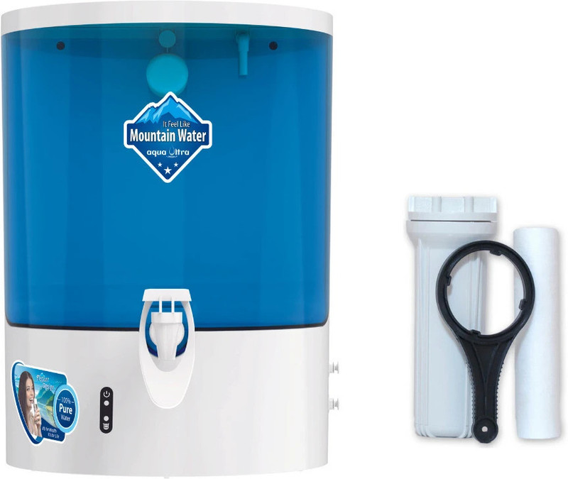 Aquaultra Mountain fresh Copper +zinc+ alkaline 9 L RO + UV + UF + Minerals + Alkaline Water Purifier(White Blue)