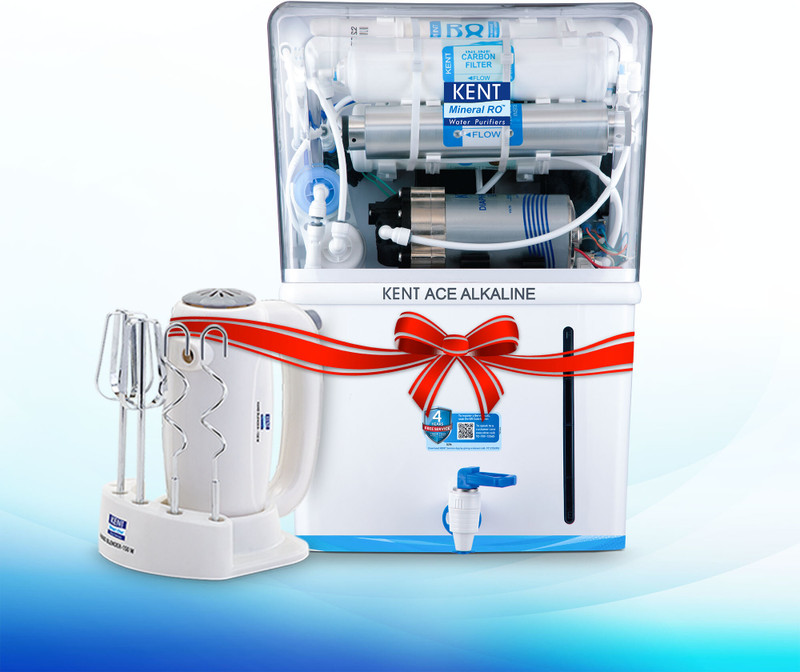 KENT ACE Plus 8 L RO + UV + UF + TDS Control + UV in Tank Water Purifier Suitable for all - Borewell, Tanker, Municipality Water(White)