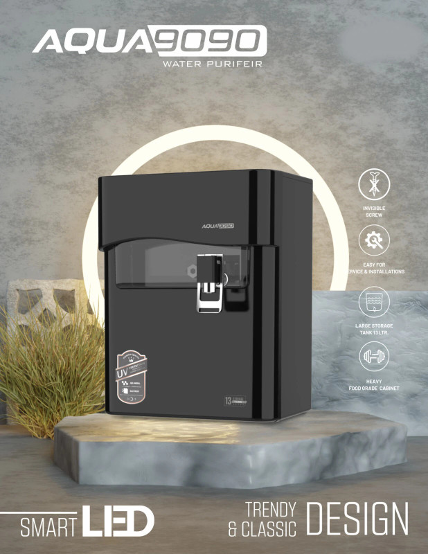 AQUA TRENDY & CLASSIC DESIGN AQUA9090 Model With Smart LED Display 13 L RO + UV + UF + TDS Water Purifier(Black)