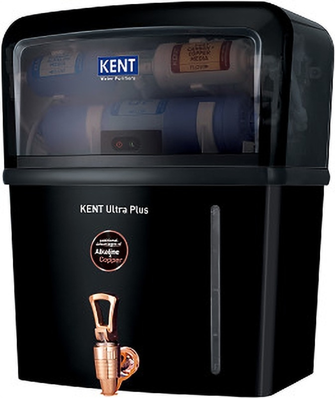 KENT Ultra Plus 8 L UV + UF + Alkaline + Copper Water Purifier Benefits of Alkaline & Copper Fully Automatic Operation 8L 60 L/hr Not Suitable for Borewell Water, Works Only on TDS Upto 150(Black)