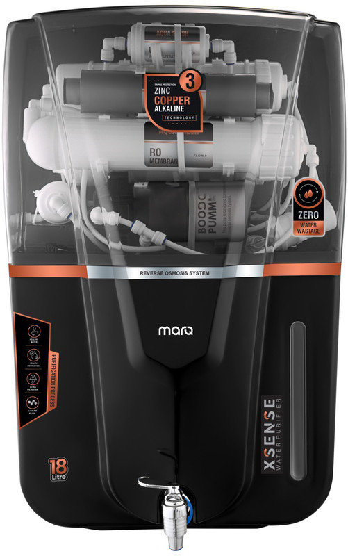 MarQ by Flipkart Black Smoke Audy India 1st BIS (IS 16240 :2023) CM/L8100159306 18 L RO + UV + UF + TDS + ALK + Copper Water Purifier(White)
