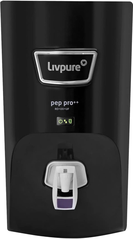 LIVPURE LIV-PEP-PRO-PLUS+ BLACK 7 L RO + UV + UF Water Purifier Suitable for all - Borewell, Tanker, Municipality Water(Black)