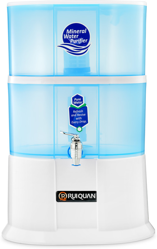 RUIQUAN Mineral Pot 20L Gravity Water Purifier | Non-Electric Filter & Gravity-Based UF 12 L Gravity Based + UF Water Purifier(White)