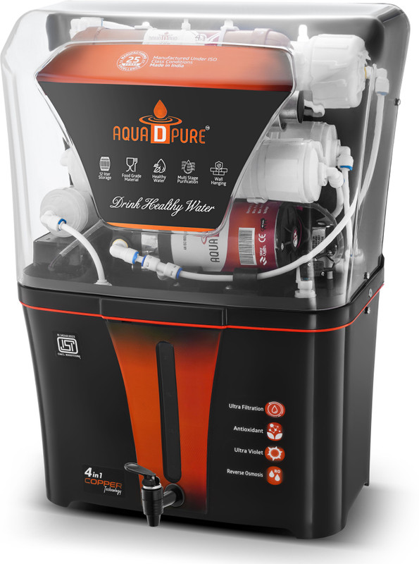 AquaDpure 4x Alkaline Technology Ro Water Purifier with ISI Mark 12 L RO + UV + UF + TDS + Alkaline Water Purifier(Best for Home and Office, Black)