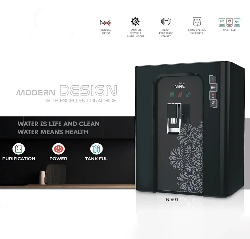 AQUA Fresh NINE Black Model With LED Display Premium Water Purifier 12 L RO + UV + UF + TDS + Mineral Water Purifier(Black)