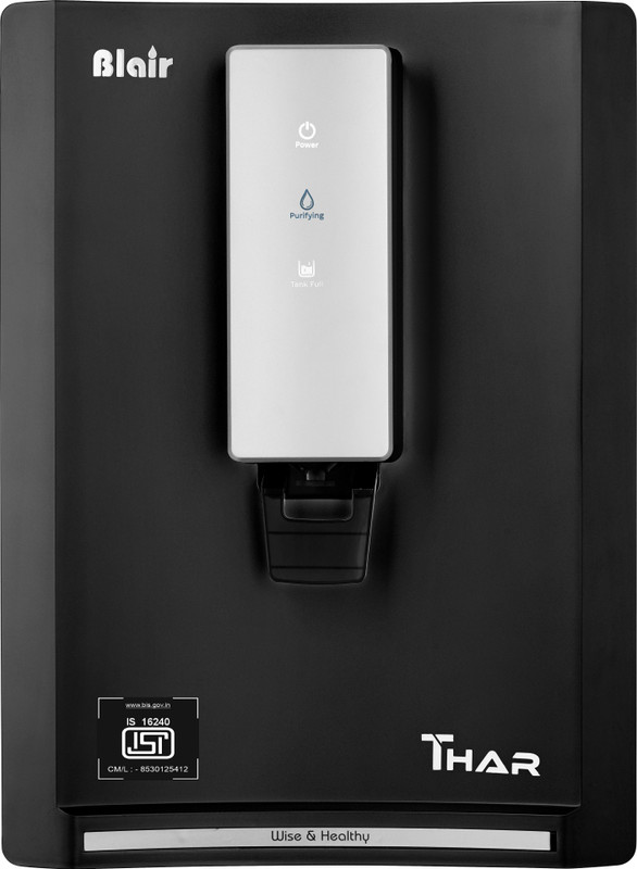 Blair THAR BIS APPROVED ( IS 16240 ) 9 L RO + UV + UF + TDS + ALK + Copper Water Purifier(BLACK-SLIVER)