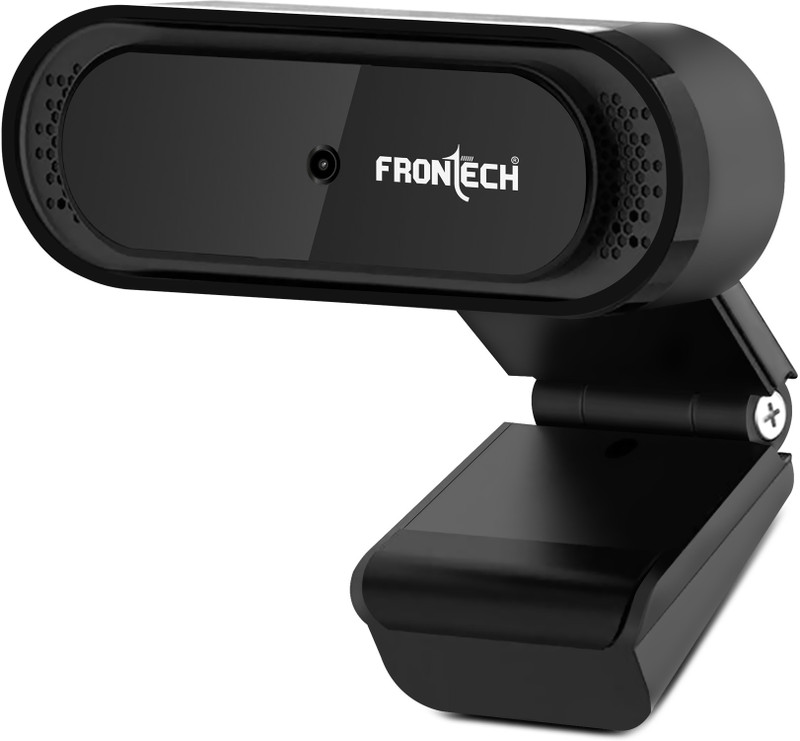 Frontech E-CAM Full HD 1080p | 30FPS | Built-in Dual Noise-Reduction Mic | 60° Wide | 1080 MP HD Webcam with Built-In Microphone with Night Vision USB Connectivity(Black)