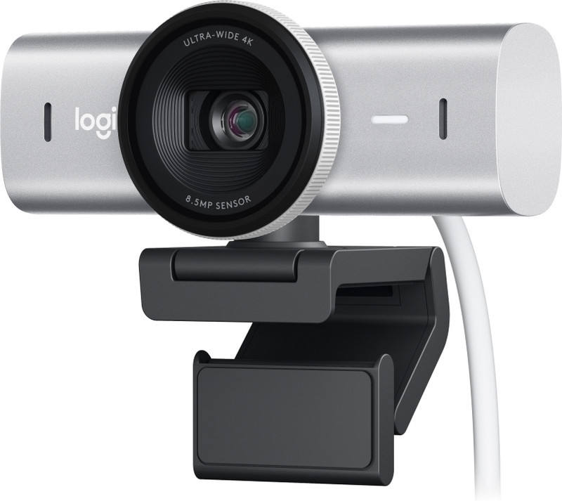 Logitech MX Brio 4K Ultra 8.5 MP HD Webcam with Built-In Microphone with Night Vision USB Connectivity(Pale Grey)