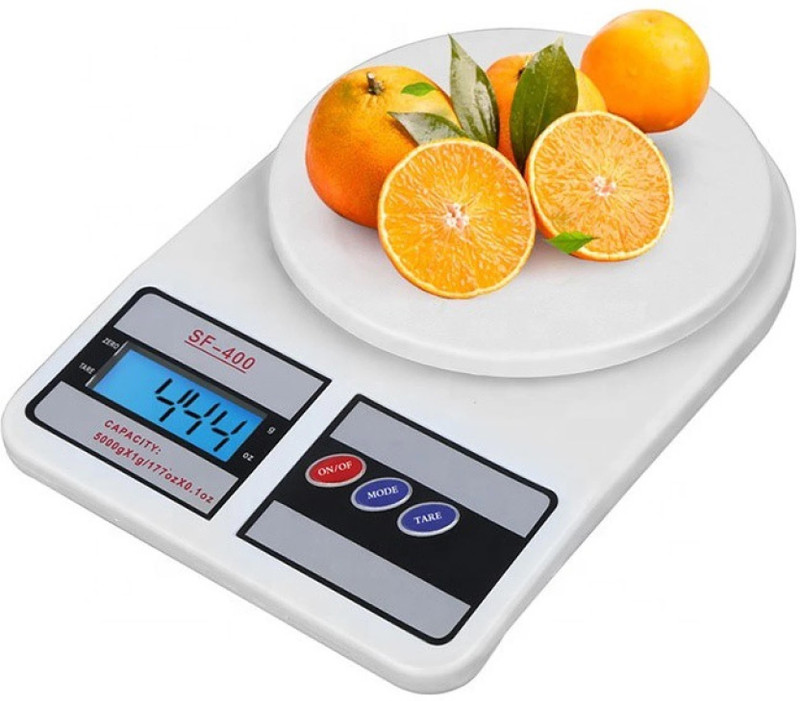 NIVAYO 10 Kg Weight Machine With 2AA Batteries For Kitchen, Home Weighing Scale(White)