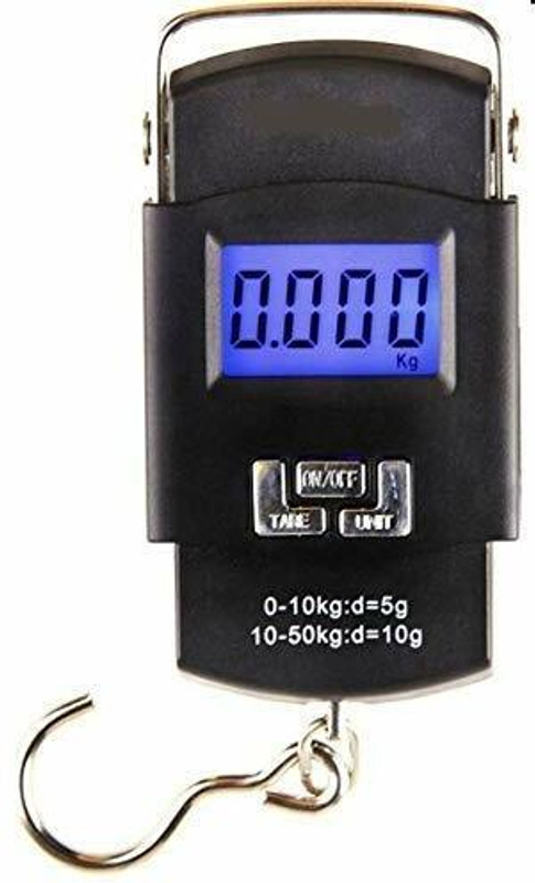 VILAP Electronic Balance Portable Hook Weighing Machine Digital Hanging Luggage Fishing Hook Scale Manual Weight 110 lb/50 Kg Backlite LCD Display Screen (Black) (Luggage Scale 2) Weighing Scale(Multicolor)