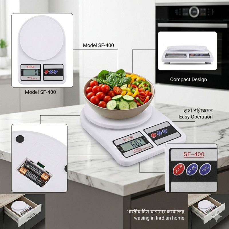 TINUMS Weight Machine 10kg Scale Digital For Shop vajan kata sabzi jewellery scale Weighing Scale(White)