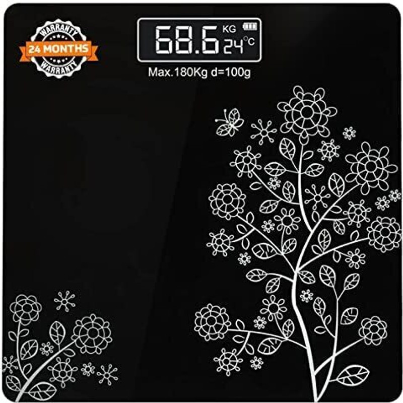 BELENZO Weight Machine Heavy Thick Tempered Glass LCD Display Weighing Machine Weighing Scale(Black)