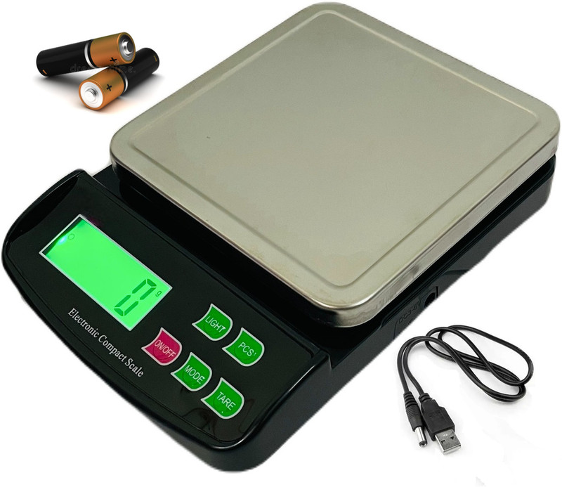 NIVAYO 10kg Digital Scale Compact and Easy to Use With Stainless Steel Top For Kitchen Weighing Scale(Black)