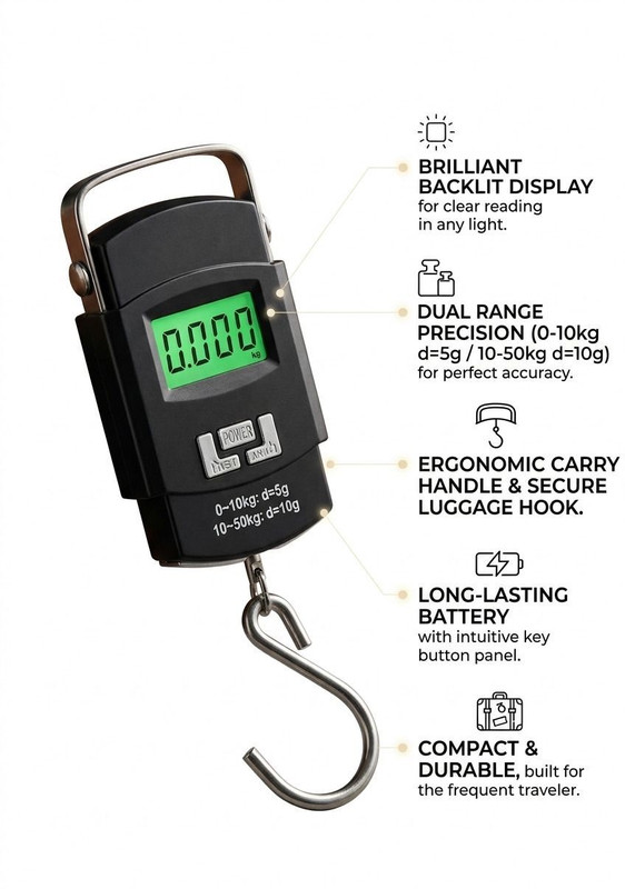 TINUMS Digital Hevy Duty Prtable Hook Type with Temp Weighing Scale Weighing Scale(Black)