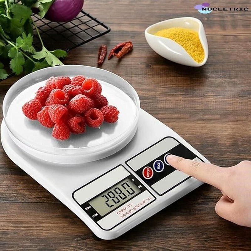 NUCLETRIC Electronic Digital Kitchen Scale 10Kg For Fitness & Balanced Diet, Home Baking Weighing Scale(White)