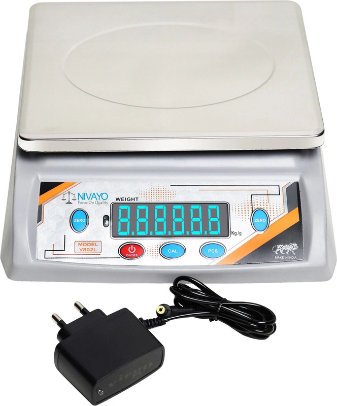 NIVAYO Electronic Digital Kitchen Scale 10kg For Home Baking, Fitness & Balanced Diet Weighing Scale(With Stainless Steel Top, Black)