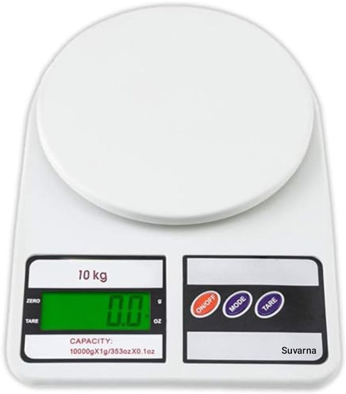 SUVARNA Kitchen Weight Machine 10KG - Jewellery & Food Weighing Scale Weighing Scale(Off White)