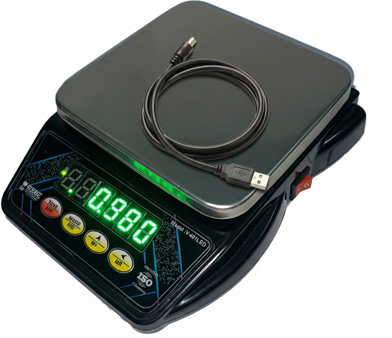 vyog 10Kg Counter Rechargeable Weight Machine With Power Adapter For Shop, Home Weighing Scale(Black)