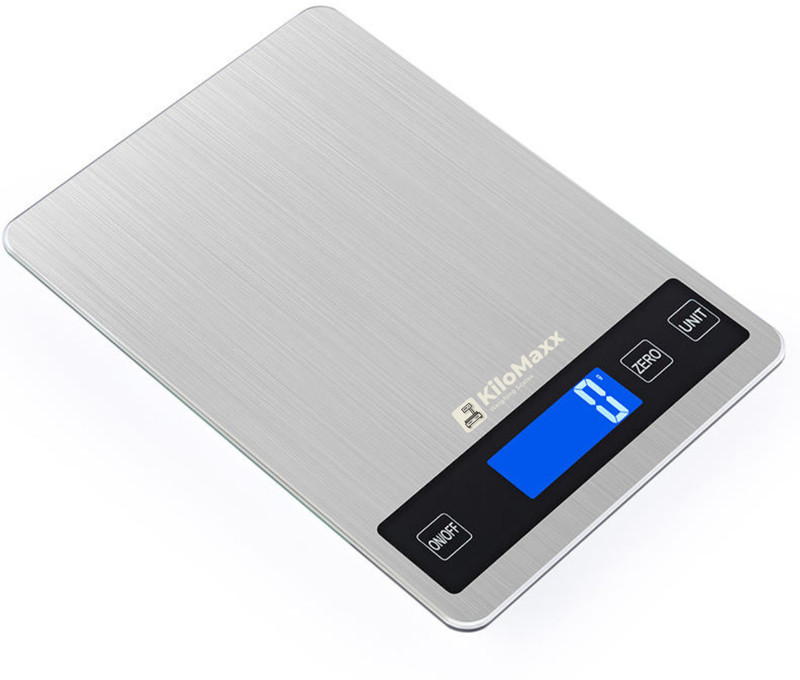KiloMaxx HK-03, 10Kg Digital Kitchen Weight Machine for Diet, Nutrition, Baking, Cooking Weighing Scale((Stainless Steel, Battery Included))